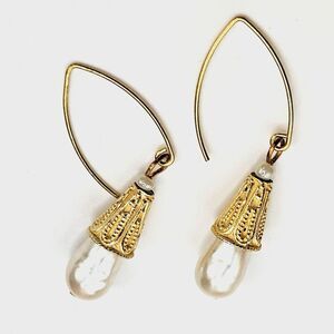 Teardrop Baroque Pearl Dangle Drop Earrings 2in